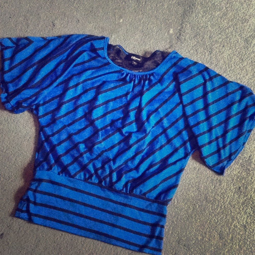 Blue and black striped top